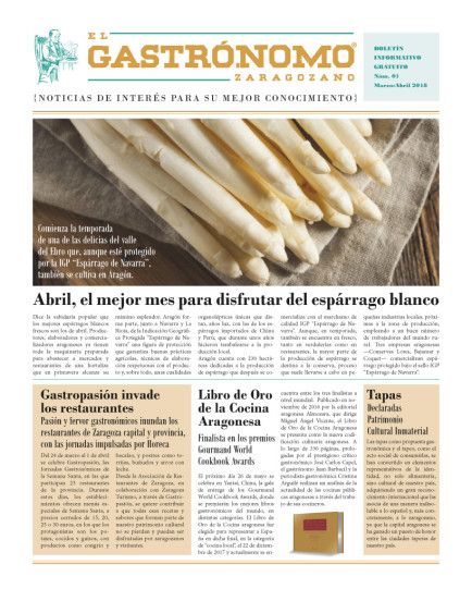Nuevo periódico gratuito El Gastrónomo Zaragozano