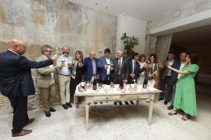 Representantes de las bodegas y responsables de la DOP Cariñena y Gobierno de Aragón brindan al final