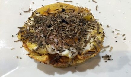 Huevos con trufa en taberna Al Alba